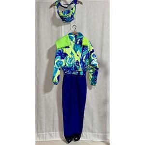 Vintage Obermeyer Snow Ski Suit Women's Sz 10 Neon Abstract Retro Fanny Pack Y2K